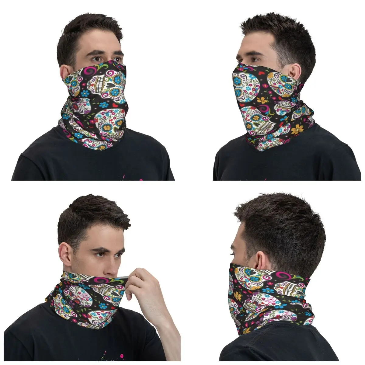 La Calavera Catrina Mexico Bandana Neck Warmer Women Men Winter Ski Tube Scarf Gaiter Horror Sugar Skull Face Cover