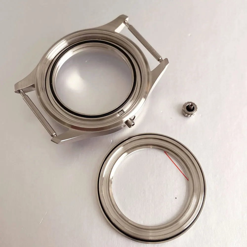 38 مللي متر حاوية من الفولاذ المقاوم للصدأ الزجاج الغطاء الخلفي خمر الفضة الهاتفي الأزرق الأيدي ملحق لحركة نورس البحر ST1701 ساعة أوتوماتيكية #6