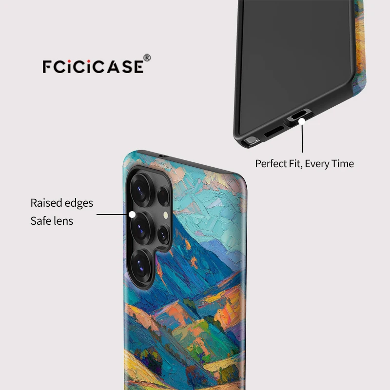 Чехол Fcicicase с красивой горной пейзажей и рисунком для Samsung Galaxy S25 Plus S24 Ultra S23 + S20 FE, акриловый ТПУ, задняя крышка из ПК