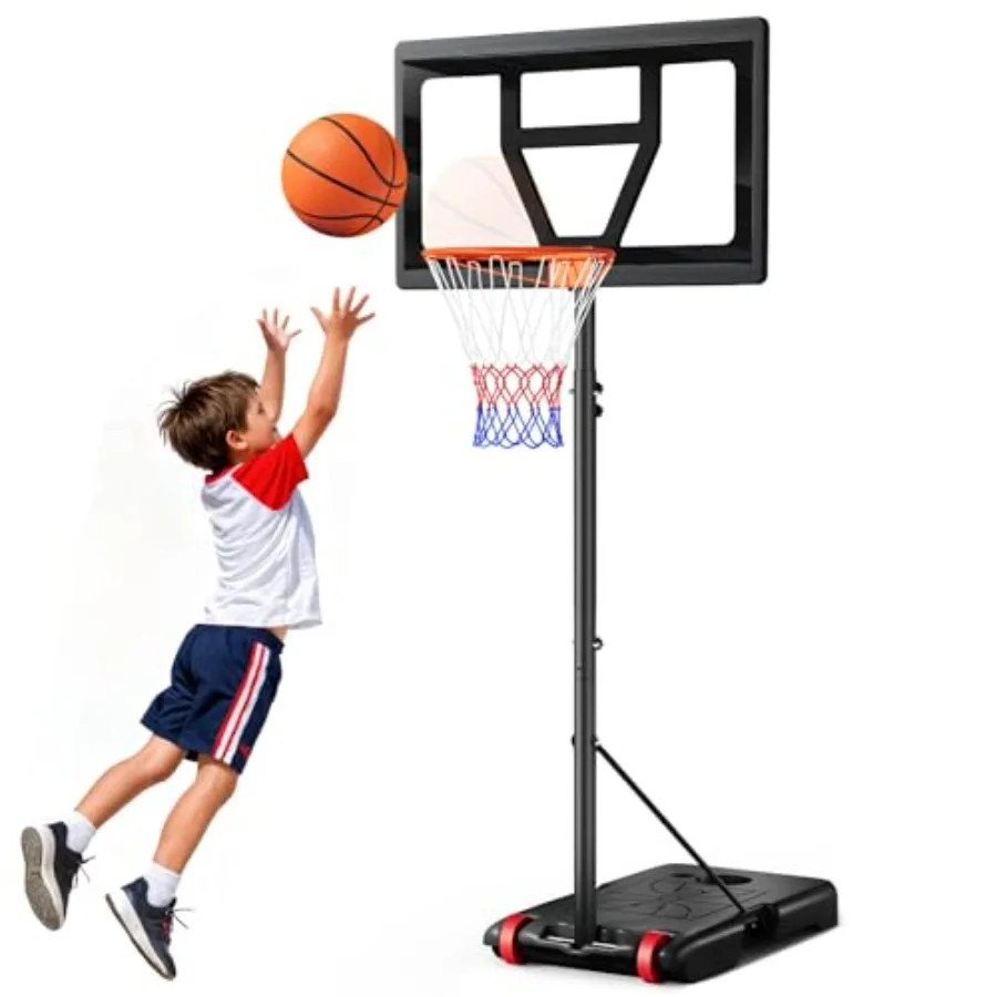 Aro de Baloncesto Ajustable en Altura para Exteriores, de 3 a 7 Pies, Sistema de Canasta Portátil para Patio Trasero, Entrada de Vehículos y Uso en Interiores, con Tablero Resistente a Impactos