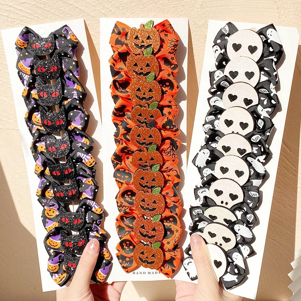 10 Pcs/Set Girl Cute Halloween Hair Clips for Kid Spider Pumpkin Hairpin Party Gift Barrettes Baby Hair Accessories Wholesale