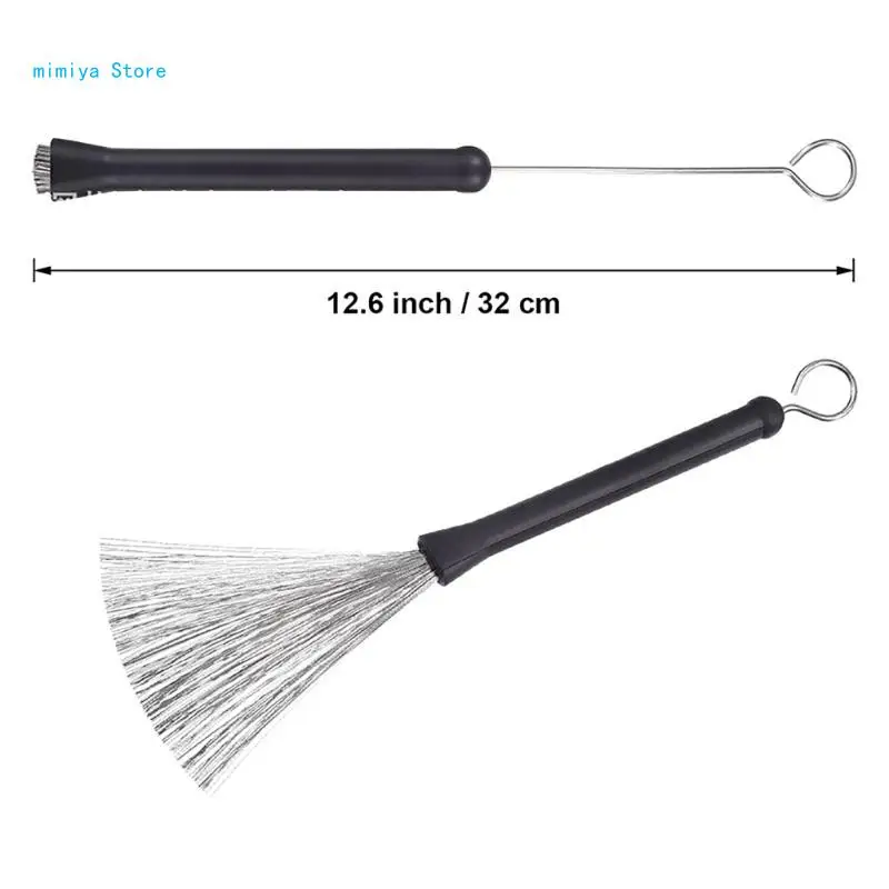 Drum Brush Retractable Steel Wire Brush Drum Drum Brush with Comfortable Plastic Handles Length 32cm