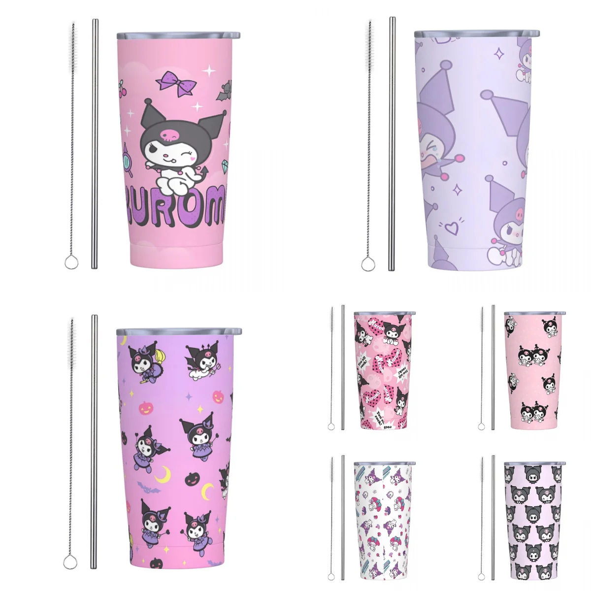 Kuromi Sanrio Stainless Steel Tumbler Beach Mugs Cup Large Capacity Coffee Mug Portable Cold and Hot Milk Tea Water Bottle