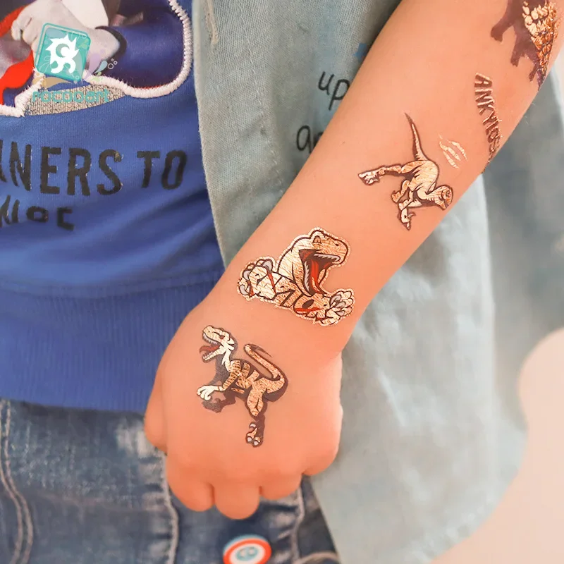 Rocooart Dinosaur Temporary Tatoo Sticker Waterproof Fake Tattoo Tyrannosaurus  Hand Foot Tatouage For Kids Children Boy