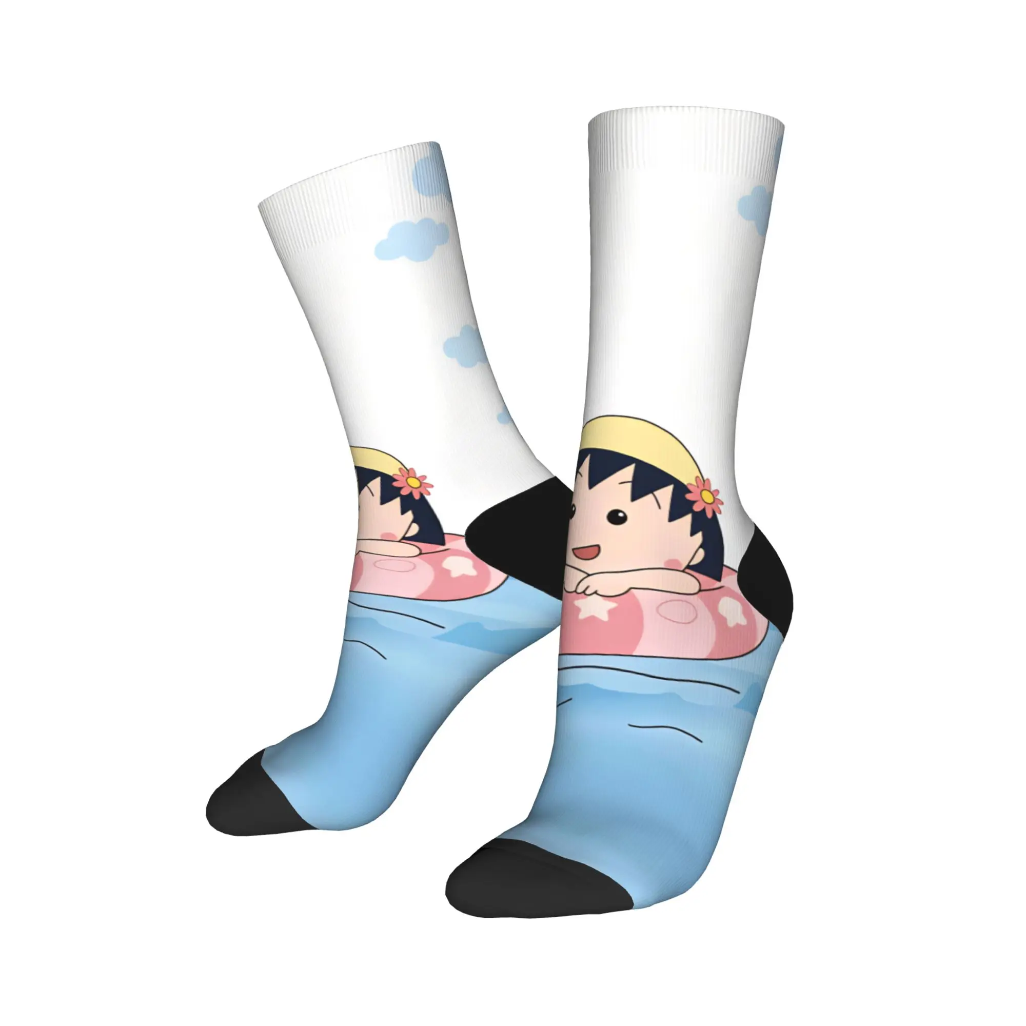 Chibi Maruko Chan Stockings  Pattern Funny Socks Autumn Anti Slip Socks Unisex Men Outdoor Medium Soft Socks