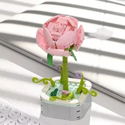Single, Diamond 103A-D compatible Lego Rose Sunflower potted building blocks flower toy decoration
