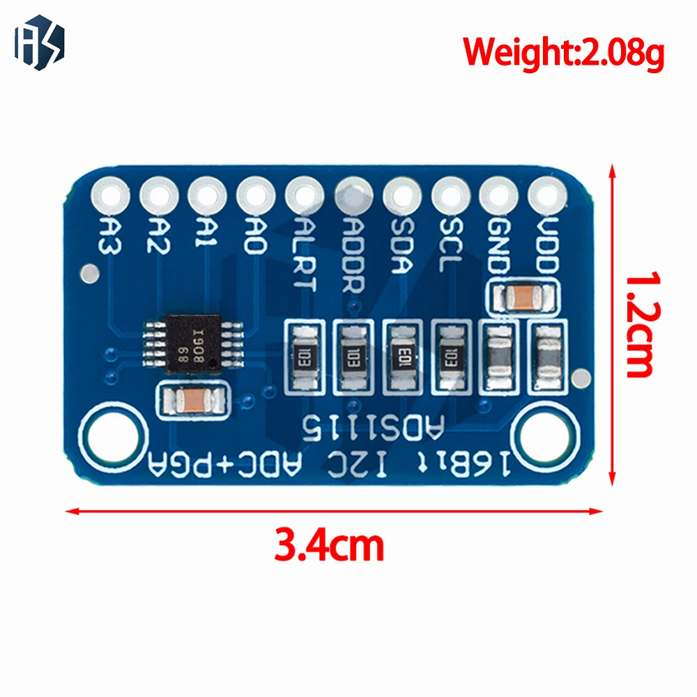 Module ADC I2C ADS1115/ADS1015 16 bits, 4 canaux avec amplificateur de Gain Programmable pour Arduino et Raspberry Pi