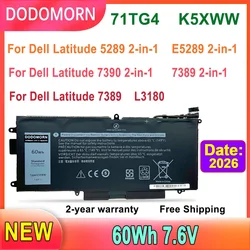 DODOMORN 71TG4 K5XWW Laptop Battery For DELL Latitude 5289 7389 7390 2-in-1 L3180 Series High Quality 725KY N18GG 7.6V 60WH