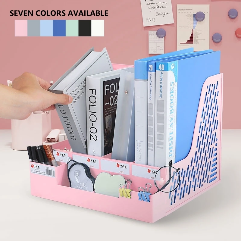 

Multi-color file rack folder storage box desktop file box multi-functional file basket multi-layer shelf office bookshelf