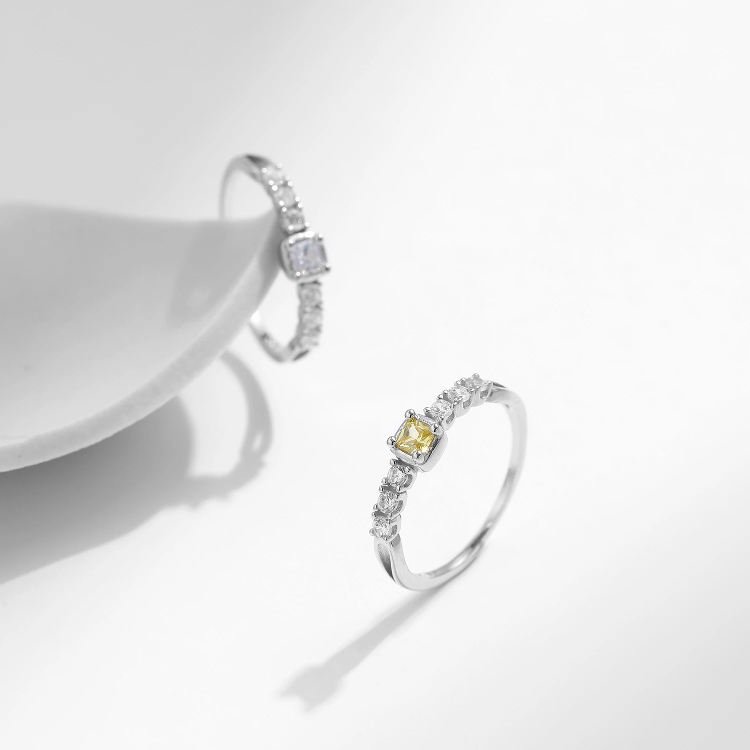 Modian-925 فضة Dazzling مكعب زركونيا خواتم للنساء ، غرامة مجوهرات ، الحلو السكر خواتم الاصبع ، الأصفر ، واضح ، أنيقة