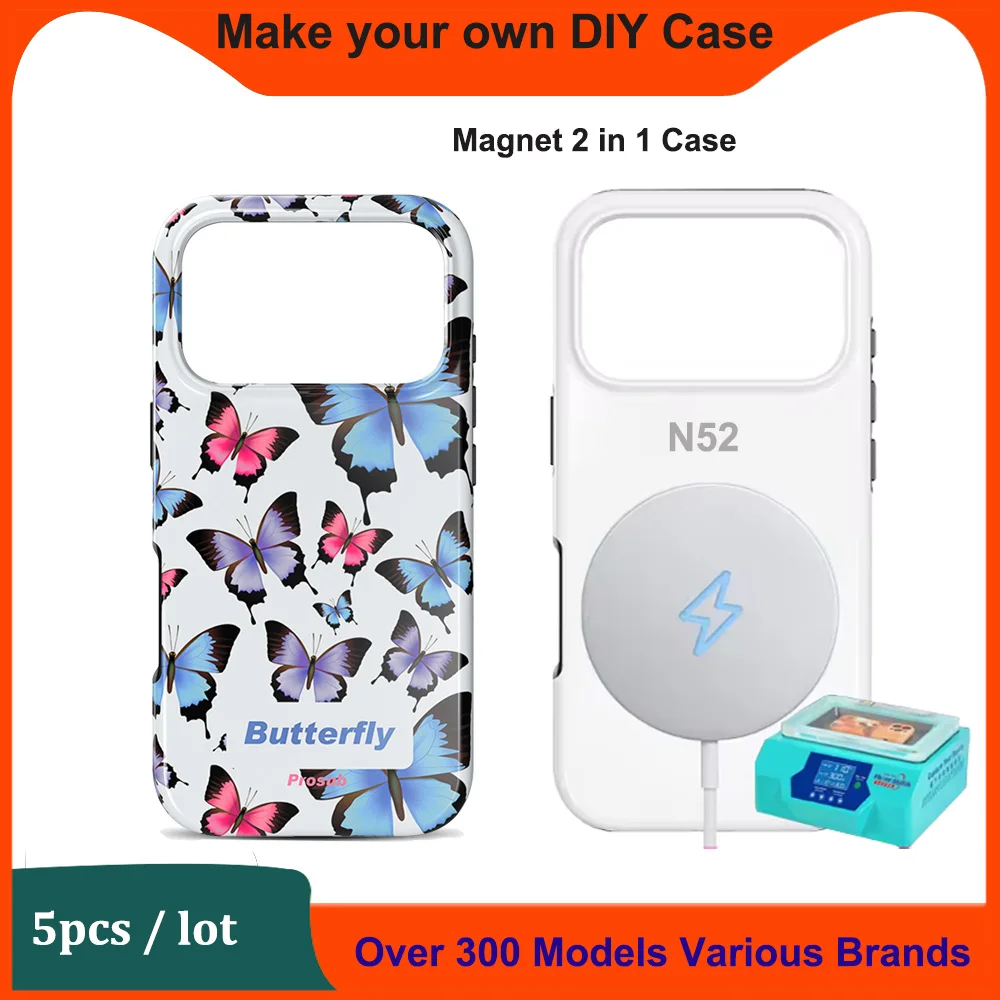 5 szt. Tuoli Magnetyczne Etui do Sublimacji 3D DIY do iPhone 17 16 15 14 13 ProMax, Wytrzymała Obudowa Ochronna do Drukarki Termotransferowej