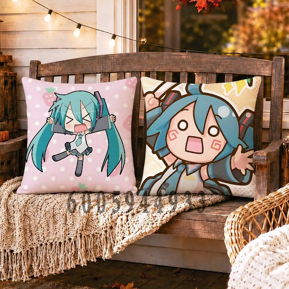 m-miku Anime Celebrity Merchandise All-Match Printed Pillow Case Sofa Car Office Room Decoration Protector