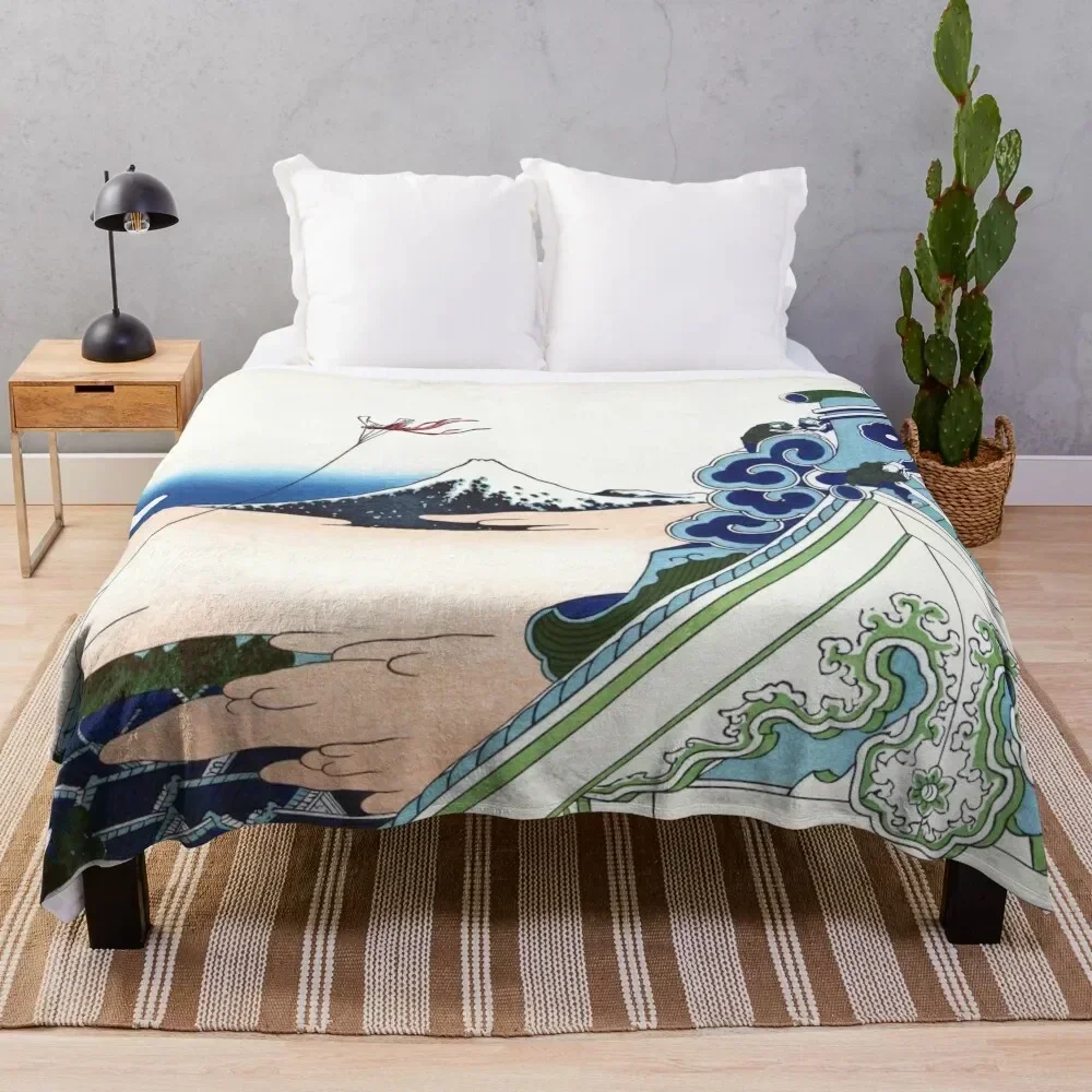 

Honganji Temple at Asakusa in Edo by Katsushika Hokusai Throw Blanket Faux Fur Soft Warm Blanket for Bed