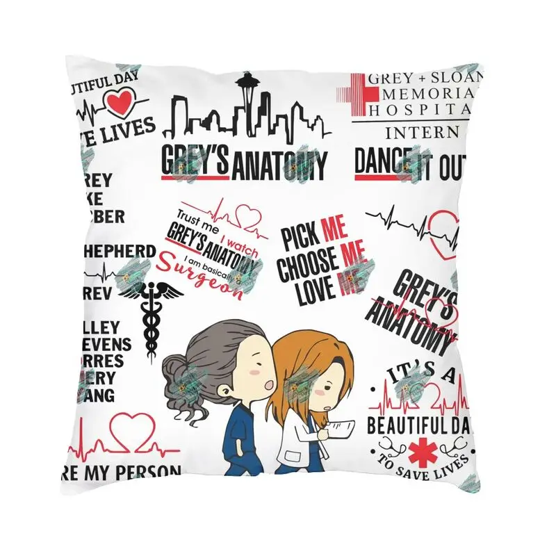 

Nordic Style Grey's Anatomy Throw Pillow Case Home Decor Custom Square Cartoon Tv Movie Cushion Cover 45x45 Pillowcover