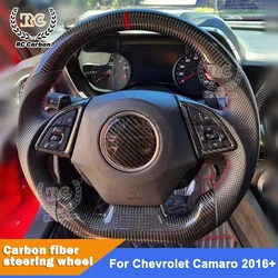 Real Carbon Fiber Perforated Leather Steering Wheel For Chevrolet Camaro 2016-2022 SS Sport Racing Wheel Red