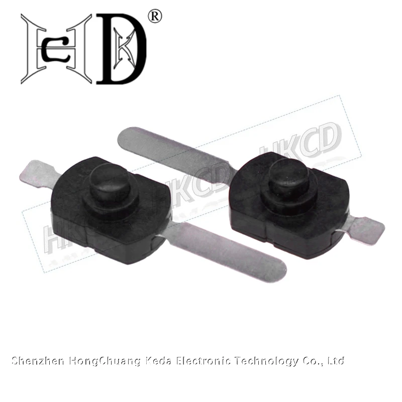 5pcs 1712-CD 2 Pin Self-Locking On Off Push Button Switch One Long One Short Solder Lug for Flashlight