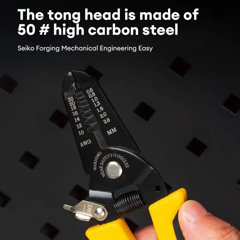 Deli 7 Inch Multi-Functional Electrician Wire Stripper Crimper Tool Suitable for Peeling Network Cabling 0.6-2.6mm Wire Stripper