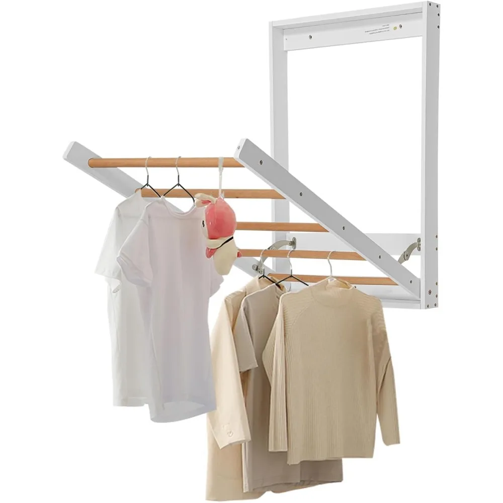 

Foldable Clothes Drying Rack - Solid Wood Indoor Laundry Organizer for Bathroom/Balcony/Apartment | Space-Saving Ga