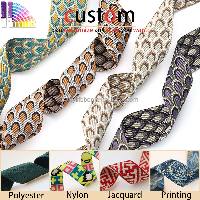 Benutzerdefiniertes Logo-Muster Polyester-Gurtband Nylon-Gurtband für Umhängetasche Schultergurt Gürtelgurt Gitarrengurt