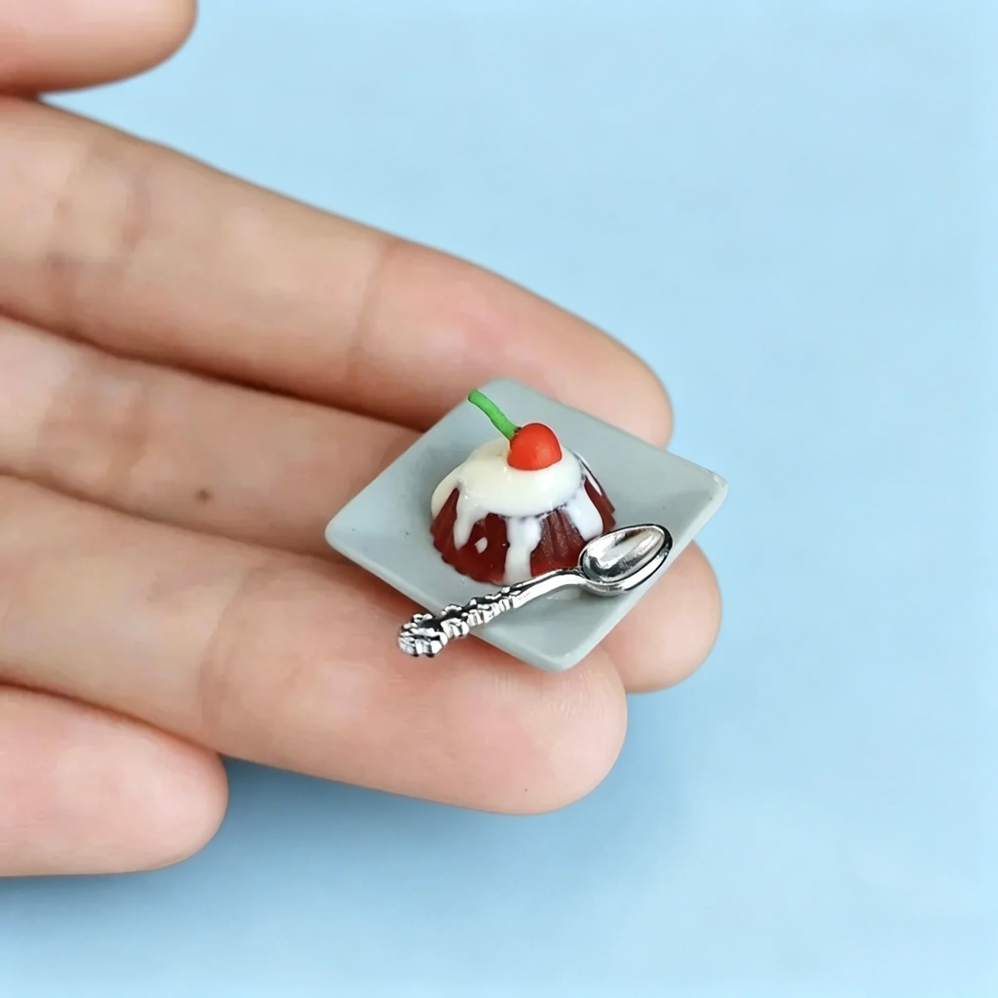 1/12 Scale Dollhouse Mini Cherry & Blueberry Pudding Cake