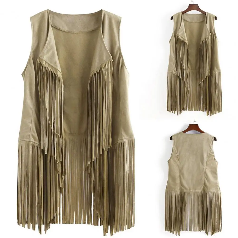 

Модный женский жилет-кардиган в стиле ковбой с бахромой, приталенный, без рукавов, на пуговицах, уютная верхняя одежда для женщин, 80% хлопок