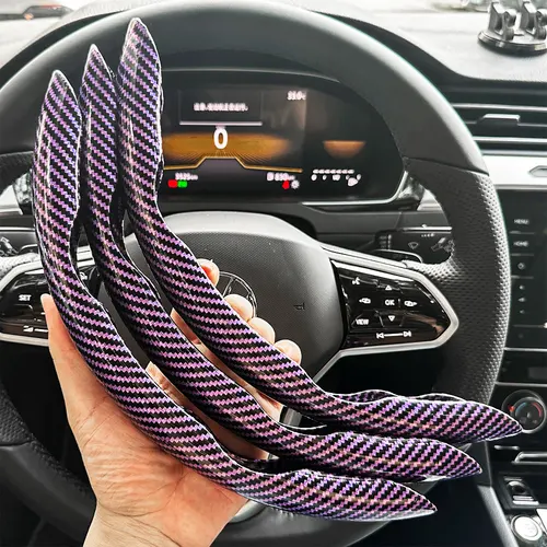 Imagen 1 del producto 3 piezas de fibra de carbono peluda textura de madera de Durazno protector para volante de coche decoración de modificación de volante redondo accesorios de automóvil