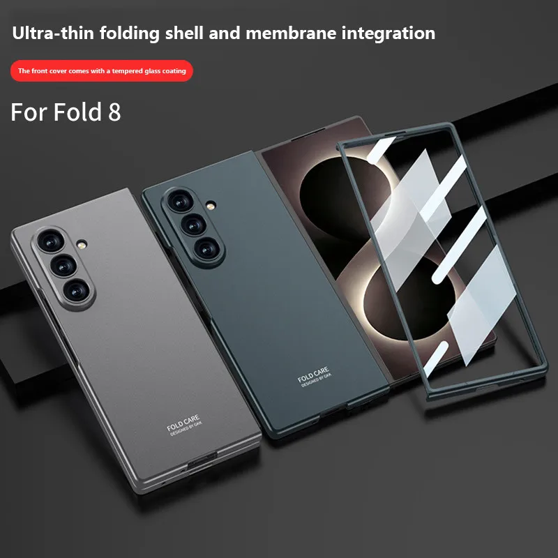 Full Body Matte Phone Case For Samsung Galaxy Z Fold 8 Ultra Fold8 Ultra With Built in Screen Protector Glass Shockproof Cover