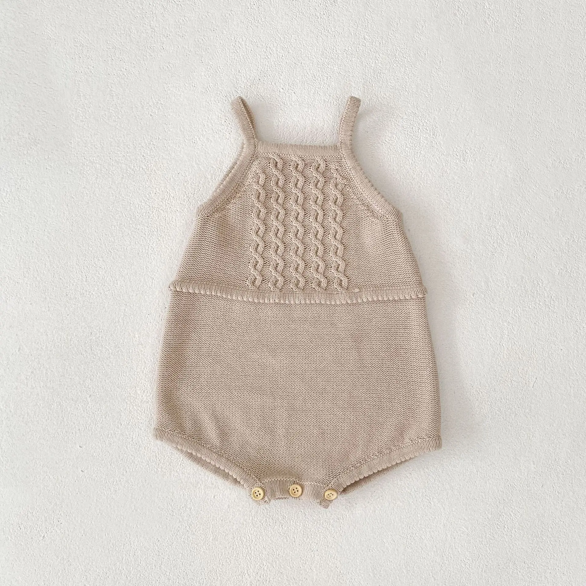 

2025 Autumn New Baby Sleeveless Knit Bodysuit Newborn Cute Princess Sling Jumpsuit For Infant Girl Knitted Clothes 0-24M