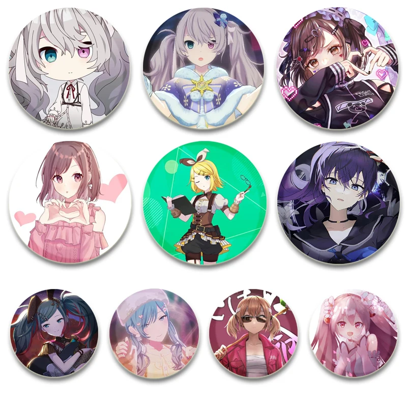 32/44/58mm Anime Project Sekai‌ Pins,Cute Cartoon Badge,Handmade Tinplate Brooches,Breastpin for Backpack Clothes Gift Accessory