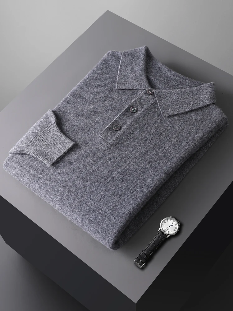 

Men's Cashmere Sweater Loose Fit Polo Neck Knitwear Top Stylish Versatile Winter Pullover Premium Feel Cashmere Pullouver