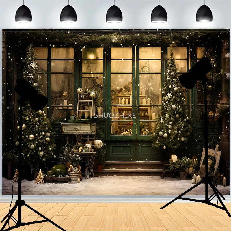 خلفية خلفية للتصوير في نافذة عيد الميلاد الداخلية ، مدفأة غرفة المعيشة للعام الجديد ، خلفية صور الحفلات والعطلات