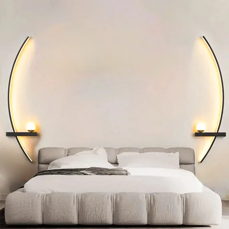 Modern LED Wall Lamps Minimalist Stripes Wall Sconce Decorative for Bedroom Bedside Home Living Room Background Lighting Luster