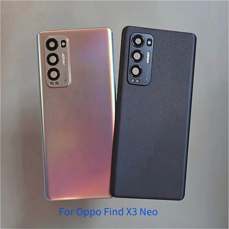 Replacement Back Glass Battery Cover For Oppo Find X3 Neo 5G, Rear Housing Lid With Camera Glass Lens Phone Rear Case