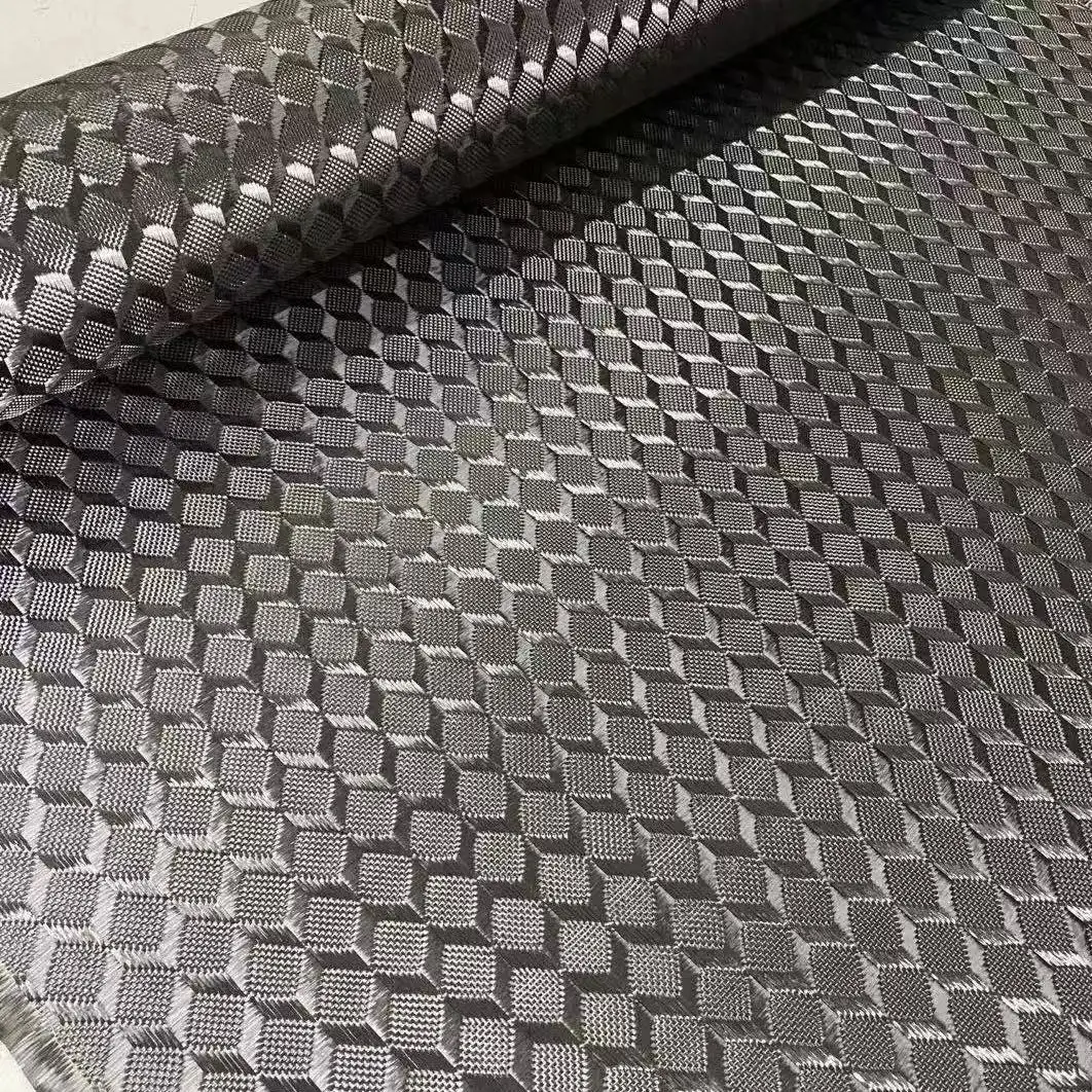 Echtes Carbonfaser-Jacquard-Gewebe 3K 240gsm 2x2 3D Dreidimensionales Raummuster-Effekt 40' / 100cm Breite – Detail 2