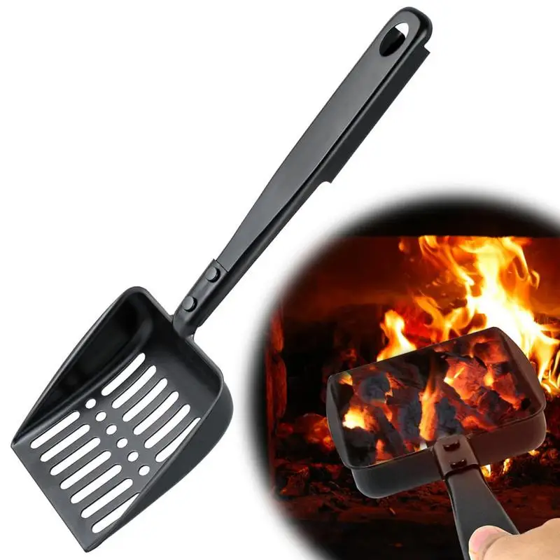 Fireplace Ash Iron Shovel Hollow Out Wood Stove Ash Sifter Iron Coal Shovel Fire Pit Tool for Fireplaces and Outdoor BBQ Grills