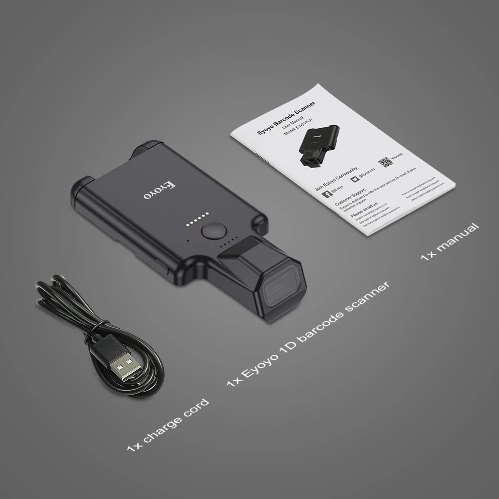 Eyoyo-Lecteur de codes-barres portable, Bluetooth, réinitialisation arrière du téléphone, Matrice de données, Code 1D, OJ QR, Scanner, Android,