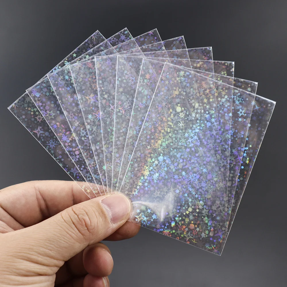 100pcs/Lot Little Star Laser Flashing Card Sleeves for YGO Trading Shield Magic Card Protector Holographic Foil Protective Cover