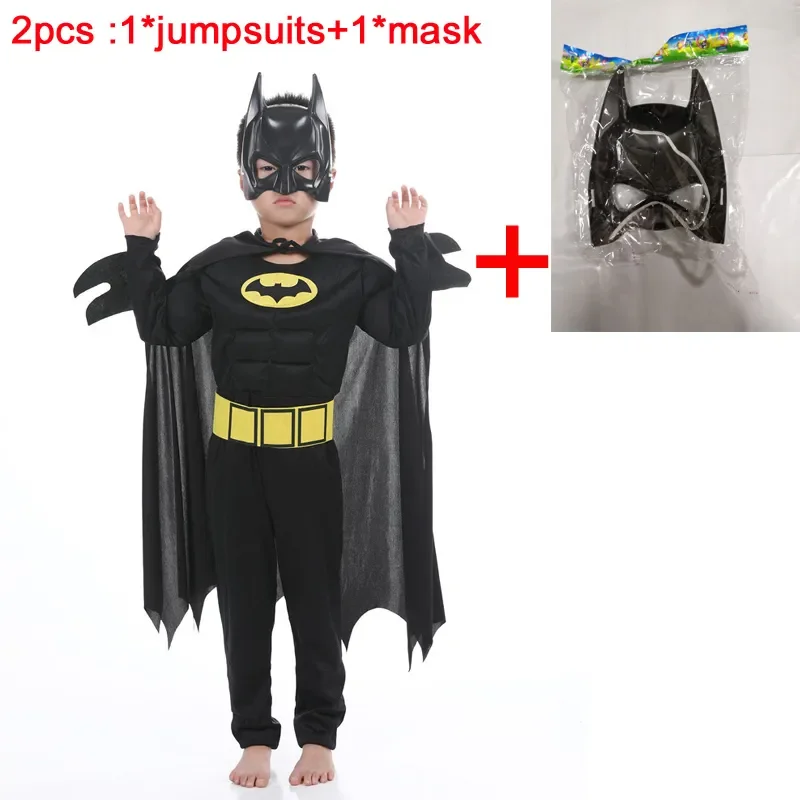 DC Bat Dark Knight Rises Child\'s Bat Costume with Mask and Cape Halloween Cosplay Costume Movie Character Jumpsuit