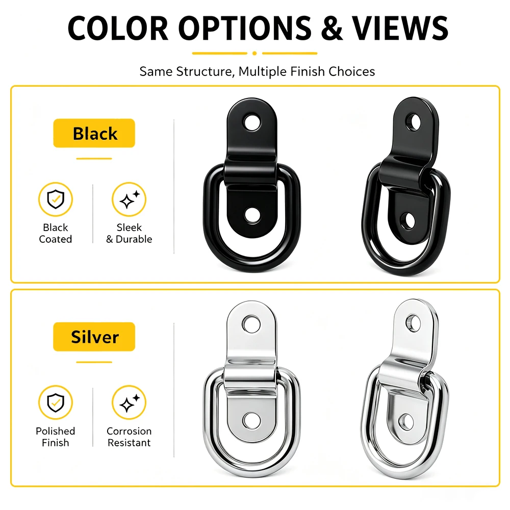 Heavy Duty Large-Sized D-Type Towing Ring Hook is Suitable for Cars Ships Freight Vehicles RVs Trailers Trucks ATVs Boats Kayaks