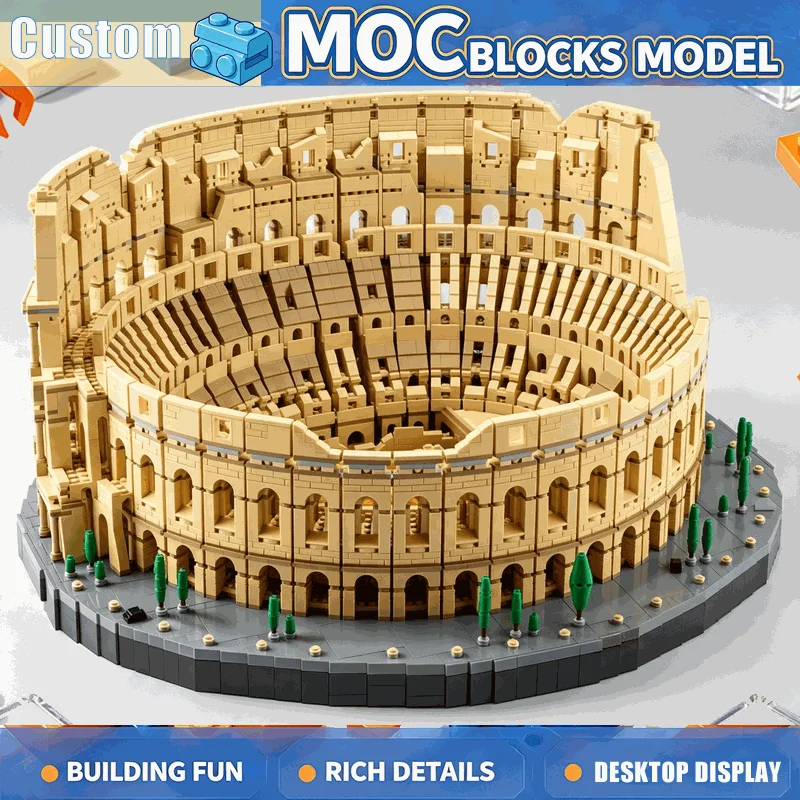 9036Parts Ancient Roman Arena Architecture Building Blocks Model Detailed Landmark Assembly Set Creative Display Festival Gift