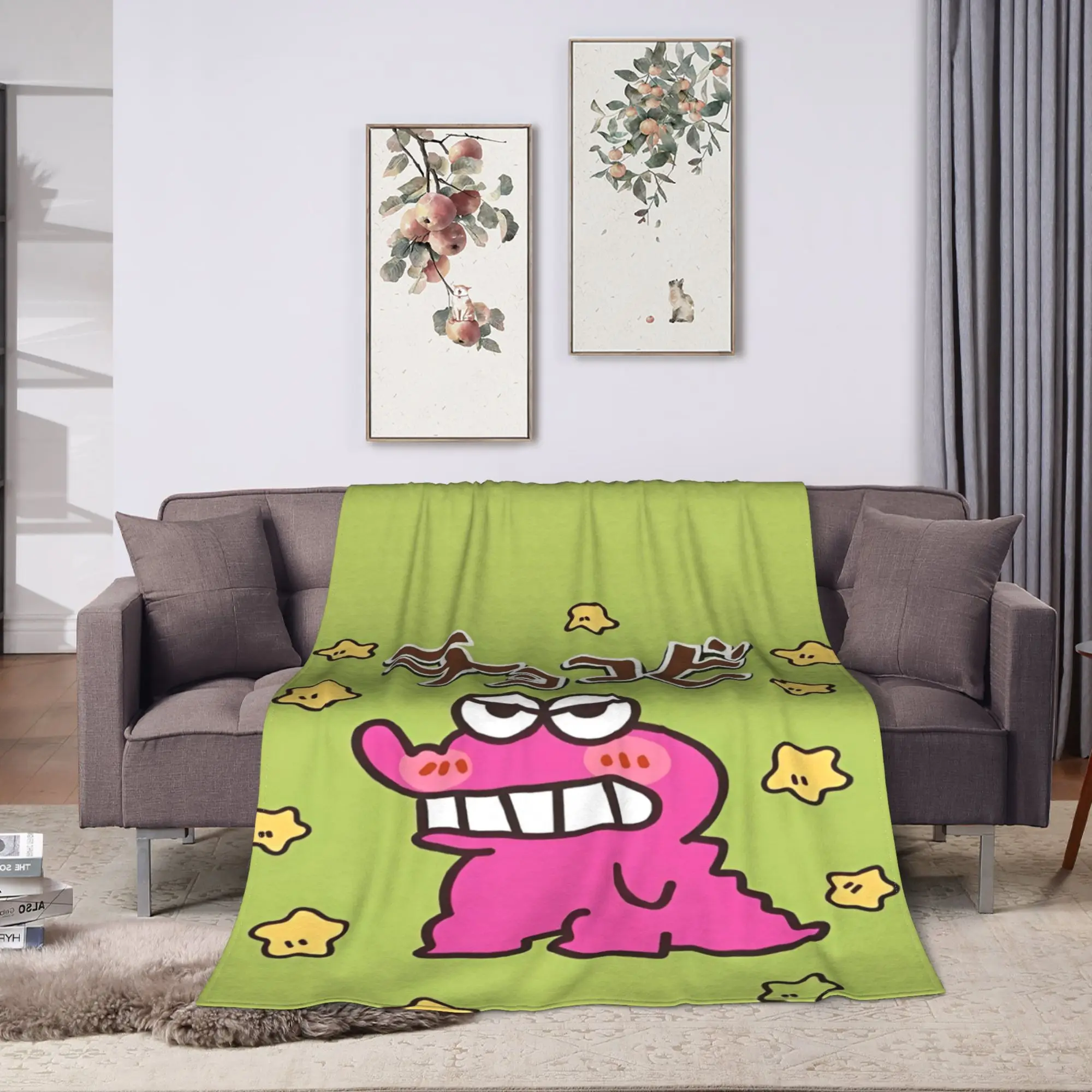 Warm Blankets Child Decorative Crayon Shin-chans Dino Star Throw Blanket  Flannel Bedspread For Outdoor Pattern Sofa Bed Cover