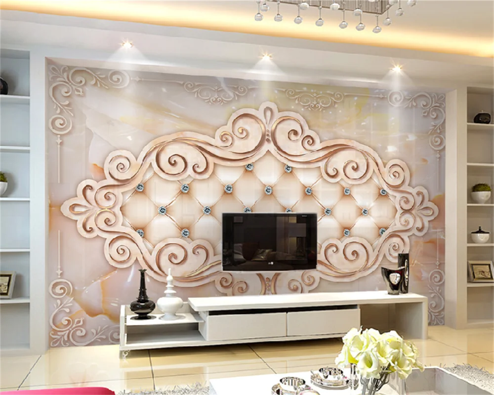 

Custom Wallpaper European Pattern Soft Pack Marble Living Room Bedroom TV Background Wall Home Decor Mural Papel De Parede