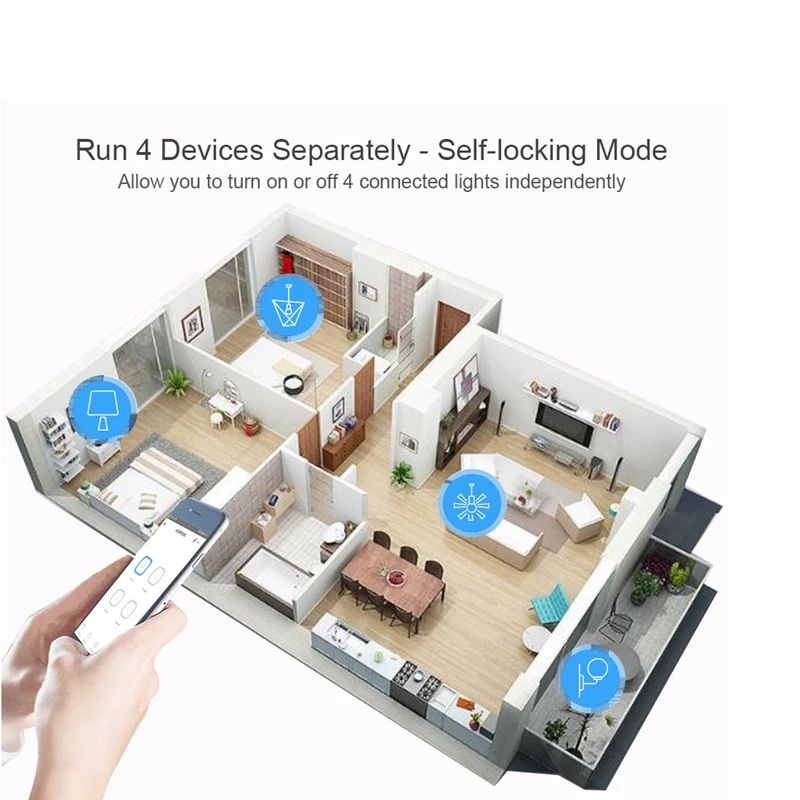 4CH Wireless Switch,Wifi Smart Switch Module,Ewelink APP,Remote Control,DIY Smart Home,4Gang Relay, Wifi RF