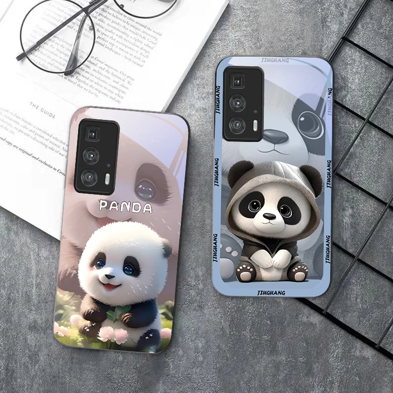 Q-version milk tea panda For Motorola Moto Edge 20 Lite 30 Pro 40 Neo 50 Ultra G Play G45 G54 G55 G75 G84 G85 Glass Phone Case view 6