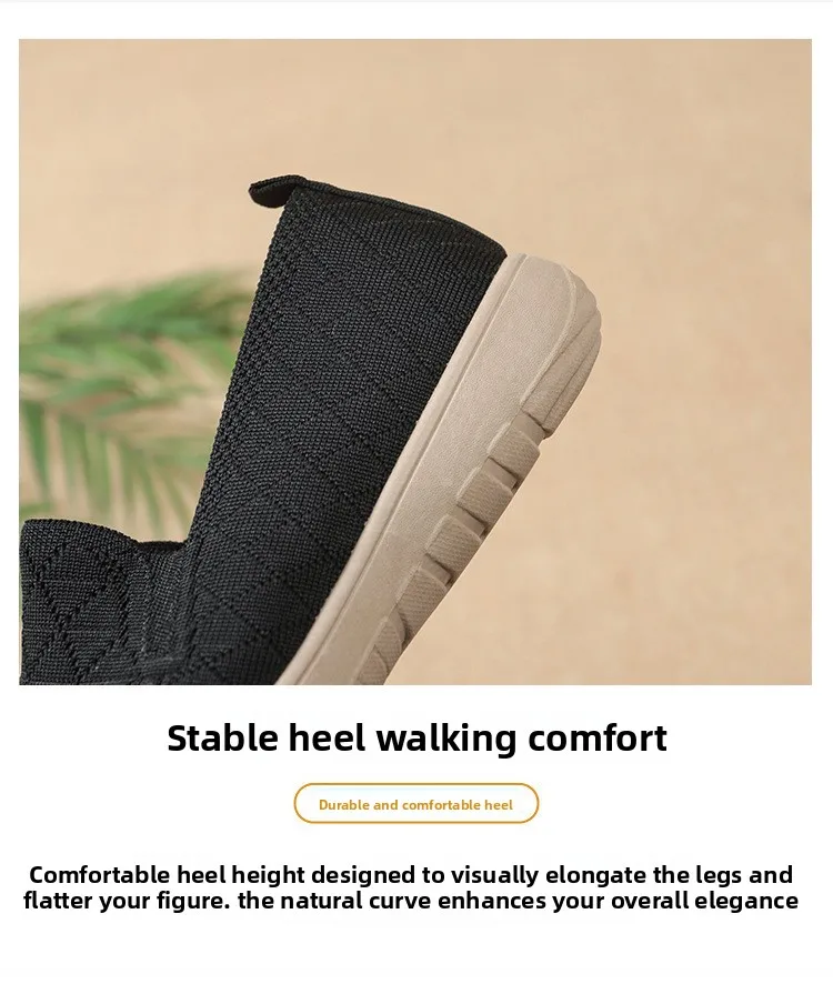 Damen Slip-On Schuhe im Stil von alten Peking-Stoffschuhen, atmungsaktive, gewebte, flache Schuhe, weich, rutschfest, bequem, zum Gehen, für Mütter, lässig, alltagstauglich, leichte Sneaker – Detail 6