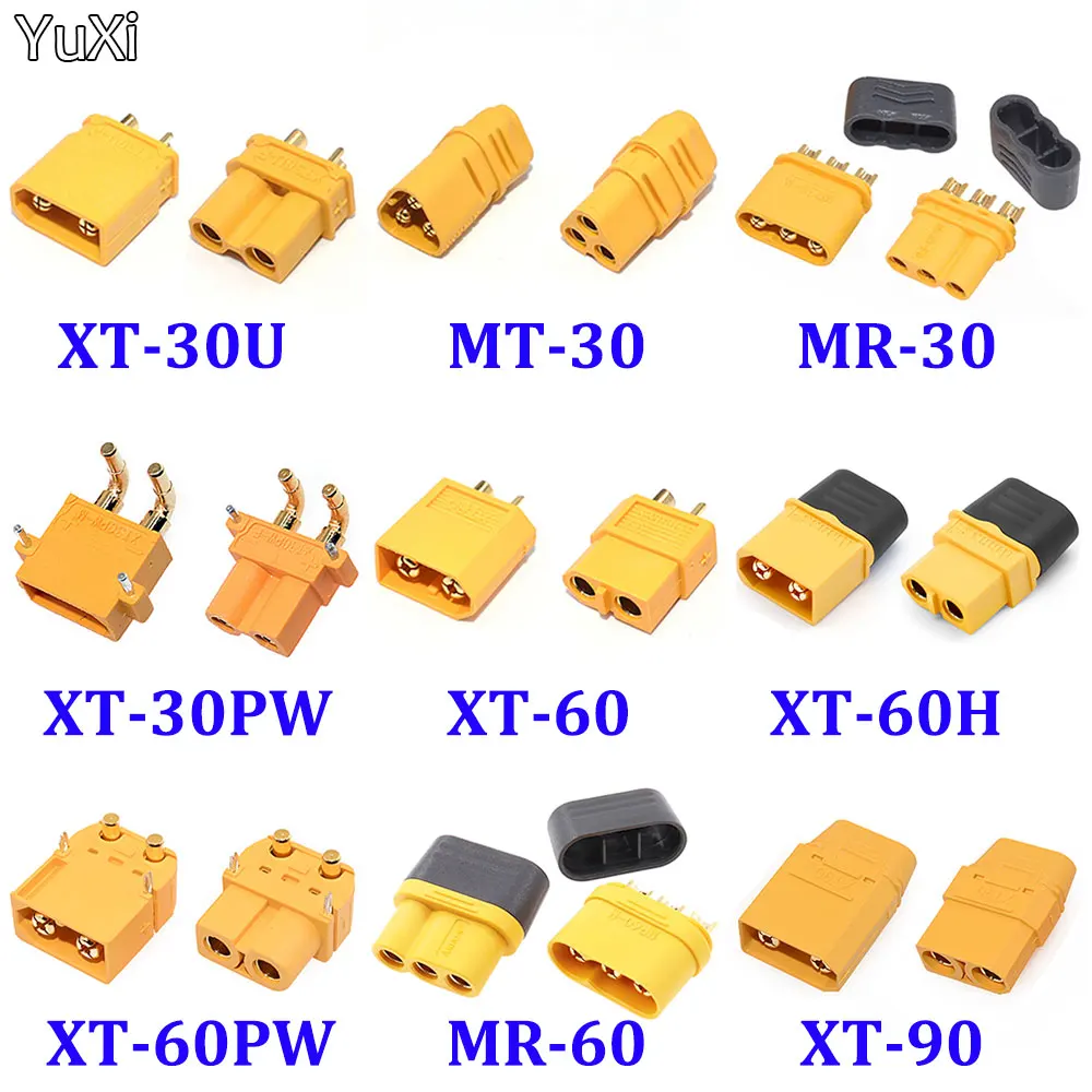 1 Pair XT90 XT60 XT60H XT30 XT30U MR30 MR60 MT30 MT60 XT60H XT60W XT60PW XT30PW T-type Plug Lithium Battery Socket Connector