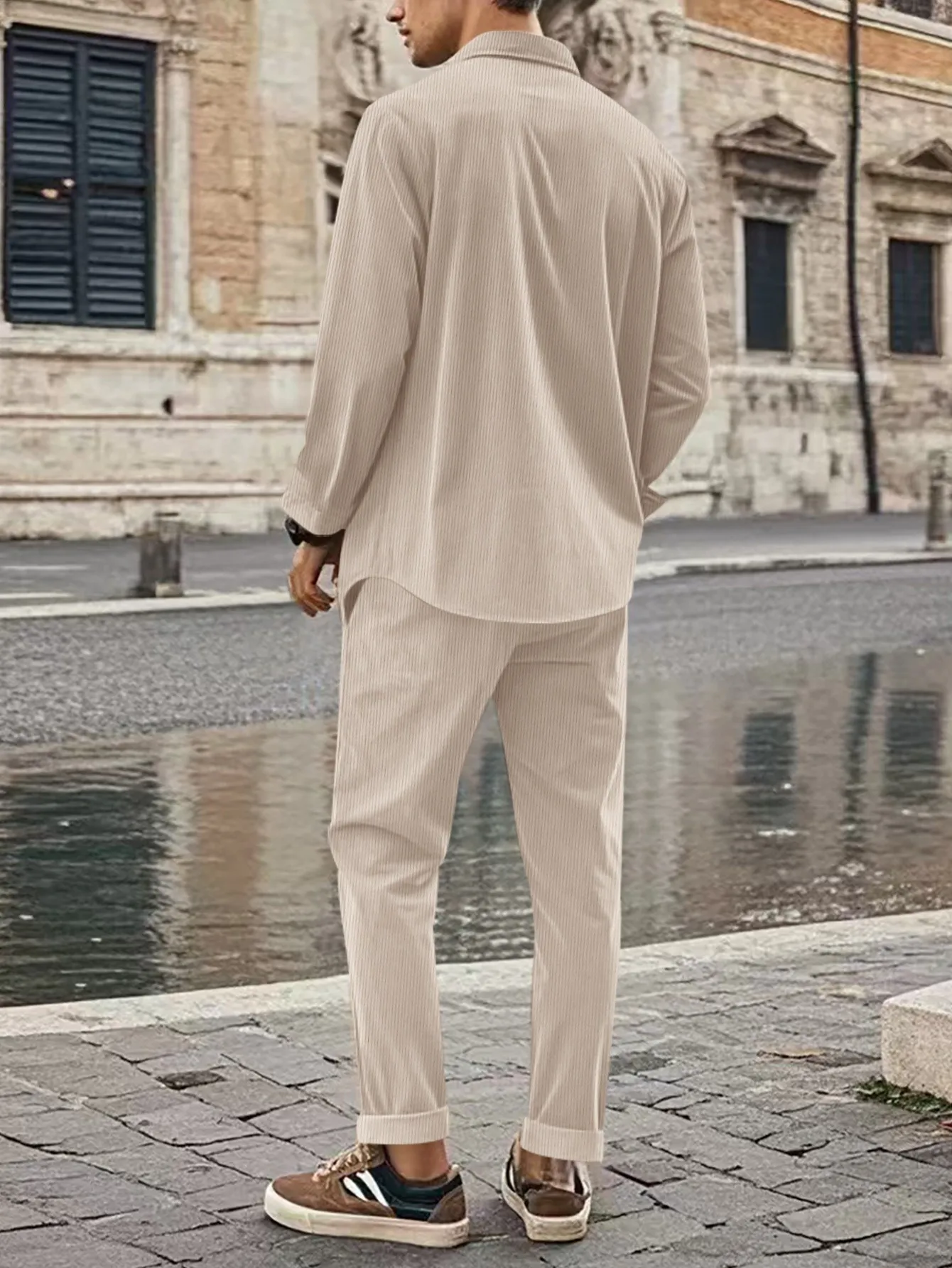 2026 Herbst Herren Cord Zweiteiler Set: Reihenverschluss-Cardigan & Langarmhemd – Lässiges, vielseitiges Streetwear-Mode-Outfit – Detail 28