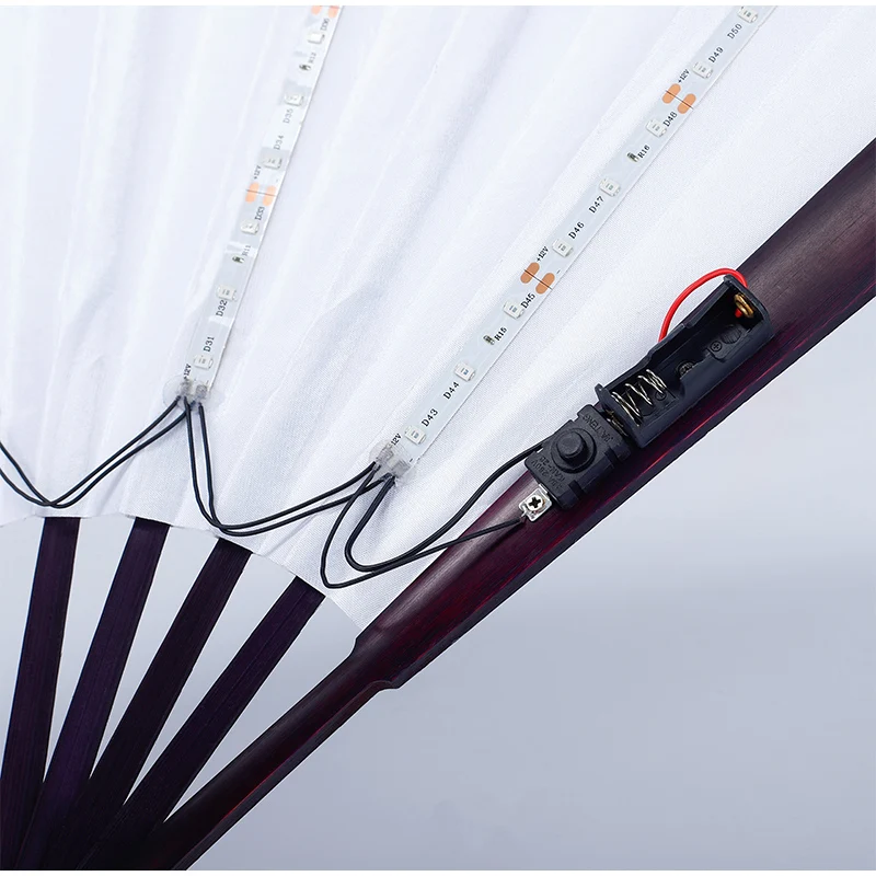 Glowing Led Folding Fan Colorful Light Up Fan Sleek Design Dance Performance Fan Aesthetic Rave Party Props Handheld Large Fan