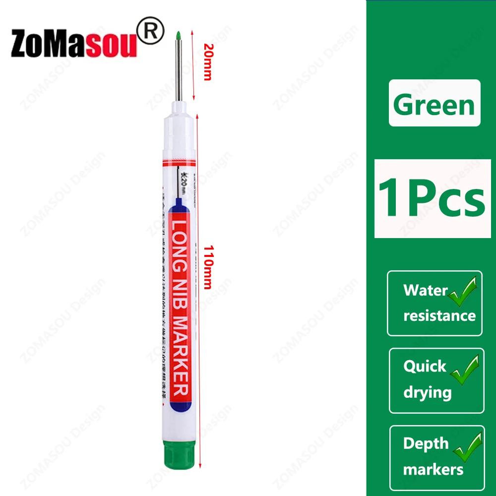 1–100 Stück 2 cm wasserdichte Marker mit langem Kopf, tiefes Loch, Markierungsstift für Metall, Schreiner, rot/schwarz/blau/grüne Tinte, Holzbearbeitungswerkzeuge