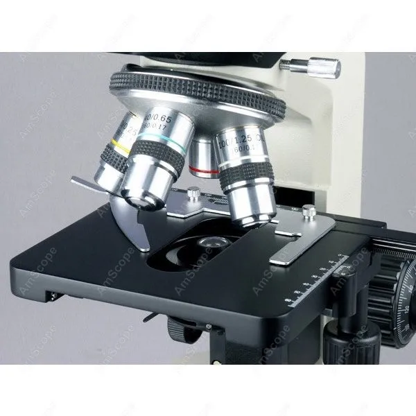 AmScope Biological Binocular Compound Microscope 40X 2000X 20W Halogen 3D Mechanical Stage 1.3MP USB 2.0
